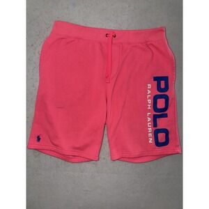 Polo Ralph Lauren Pink Fleece Spellout Shorts Mens Size Large